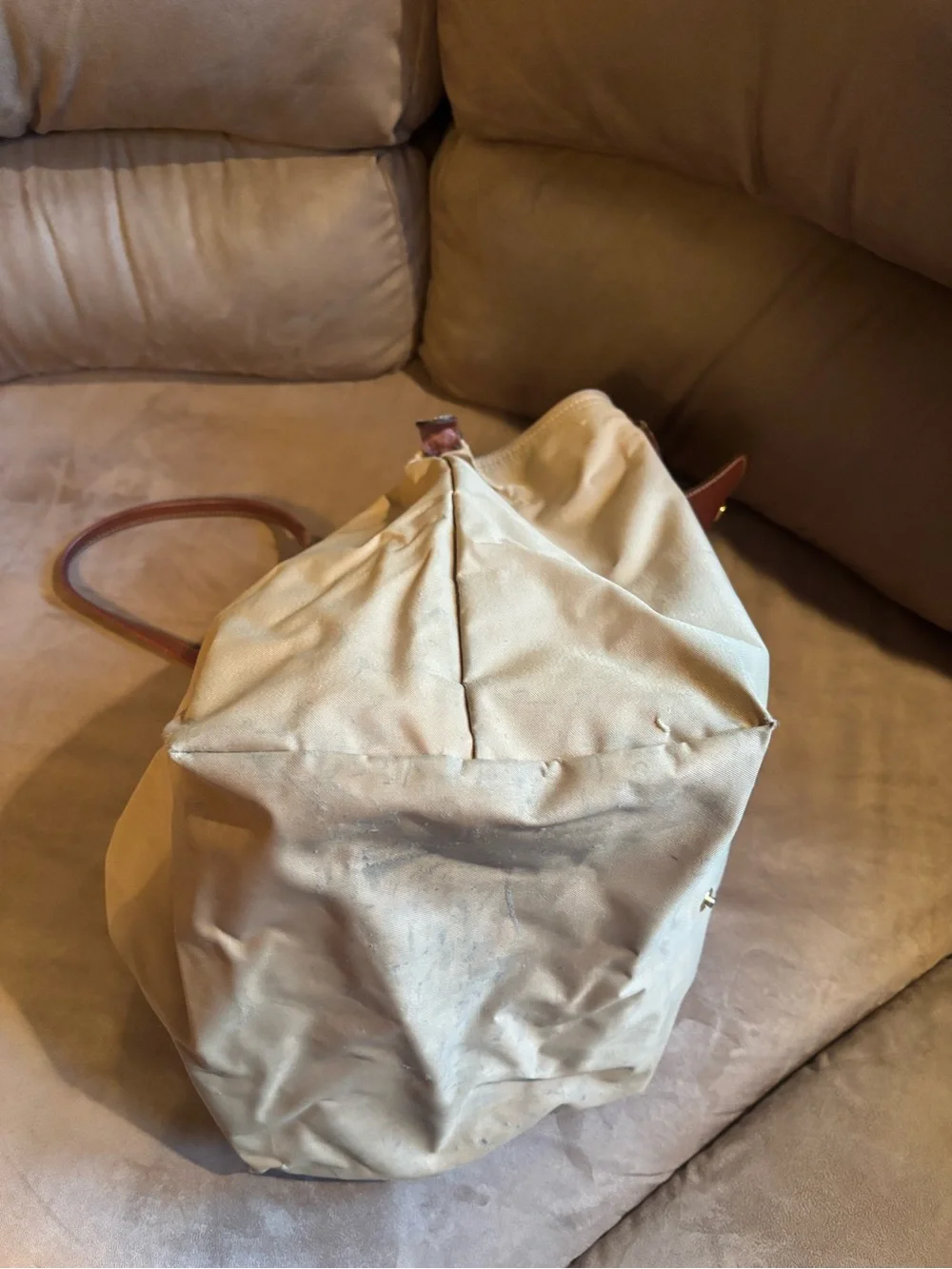 Longchamp Large Le Pliage Tote (Fawn with brown trim & gold hardware)